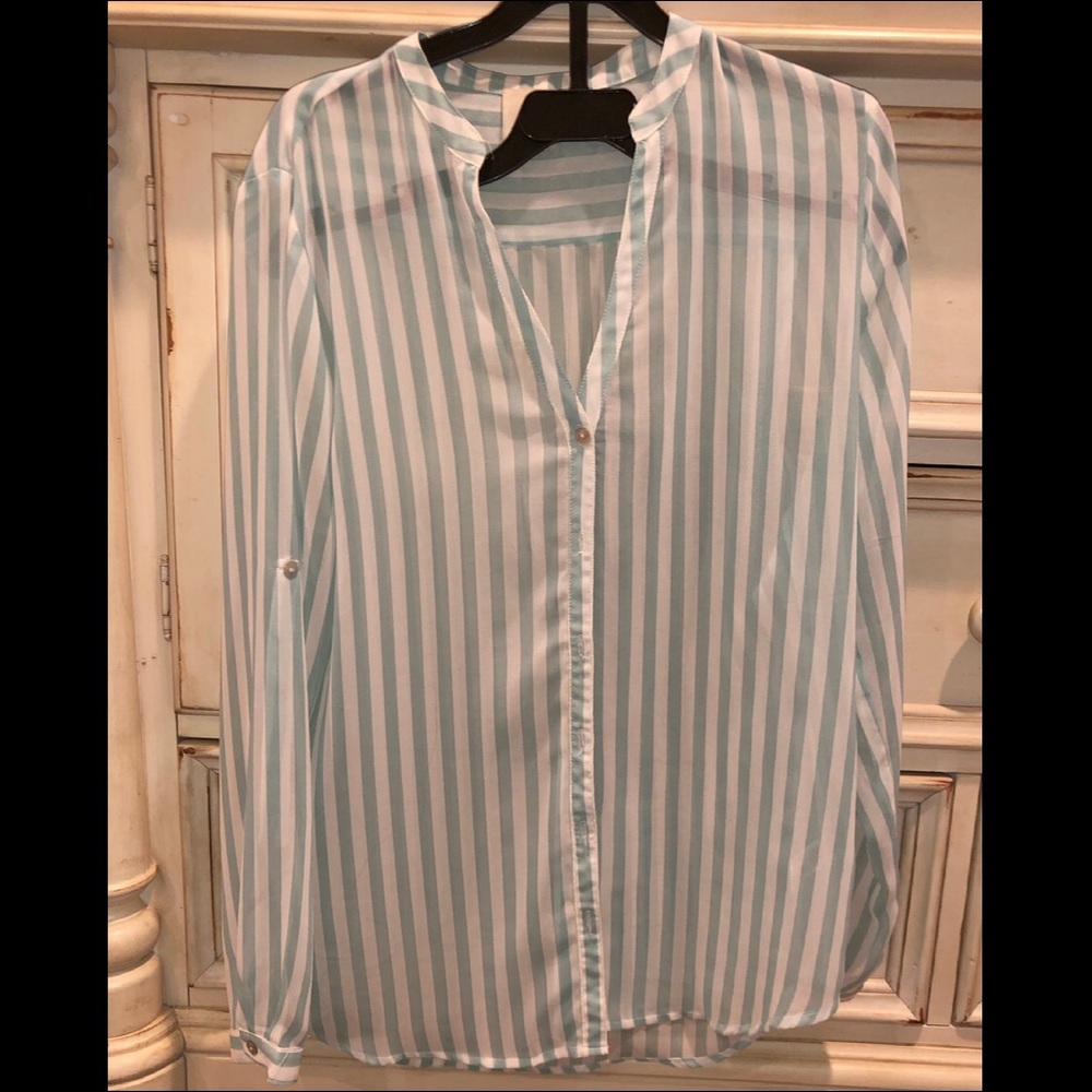 light weight, sheer button-up blouse